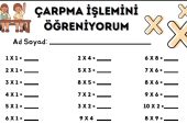 3. Sınıf Çarpma İşlemi Çalışma Sayfası