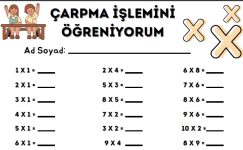 3. Sınıf Çarpma İşlemi Çalışma Sayfası